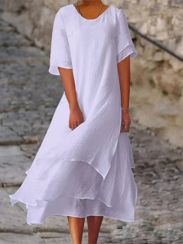 Sabrina | Maxikleid im Lagenlook mit Rundhalsausschnitt