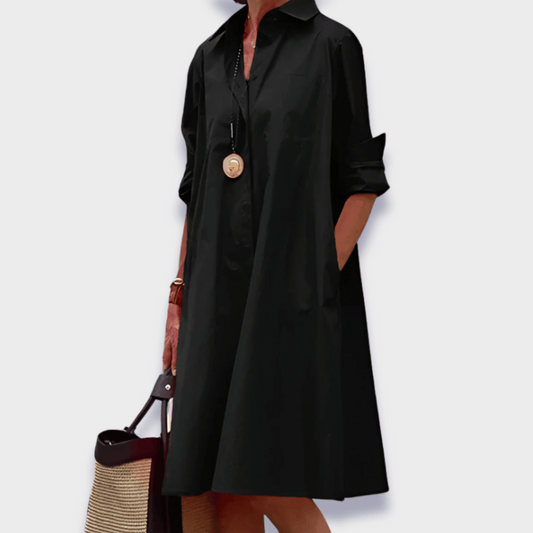 Linda | Damen Lockeres Sommer Midikleid mit Knopfleiste
