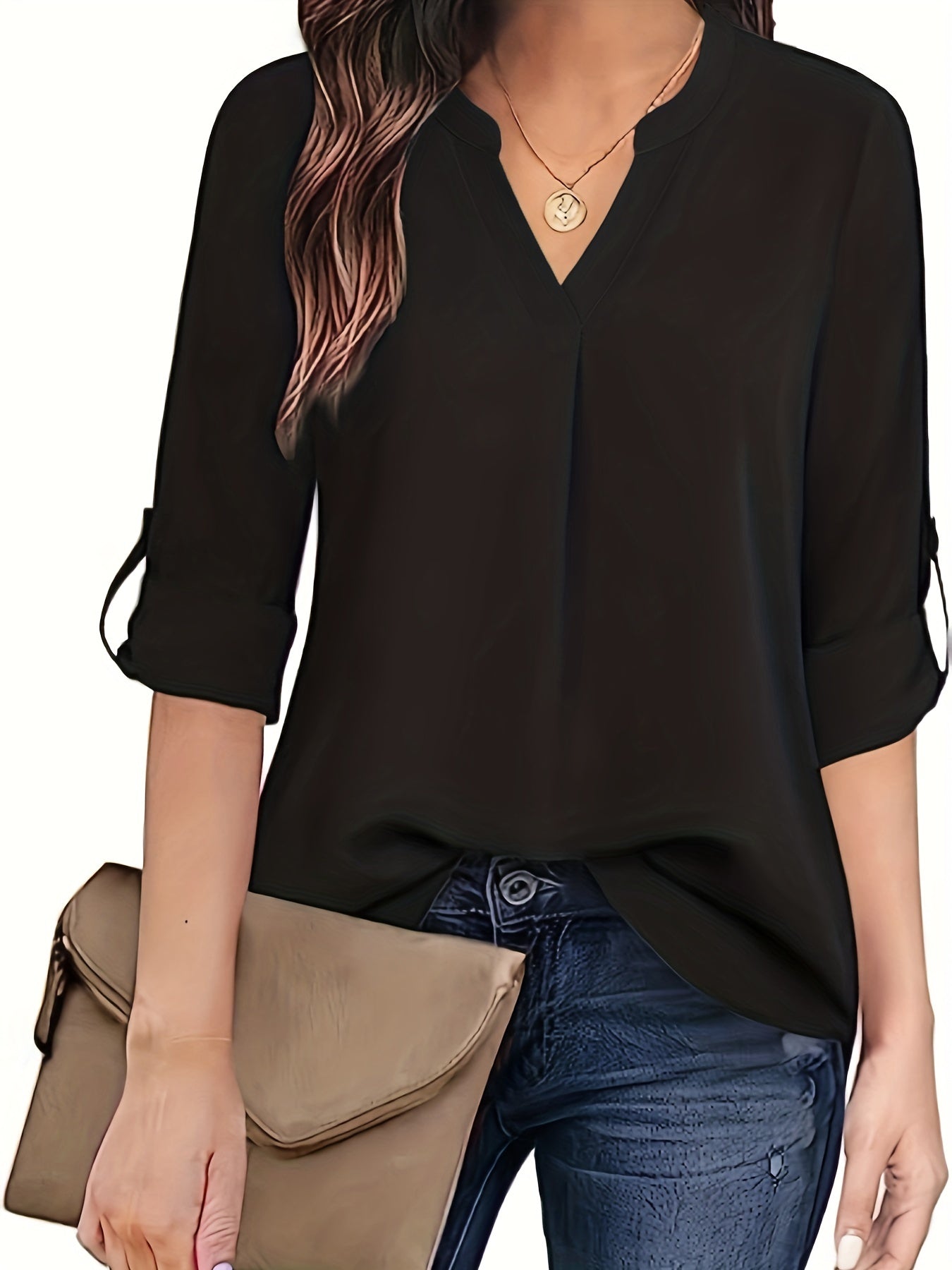 Navy Blue Elegant Blouse - Bella