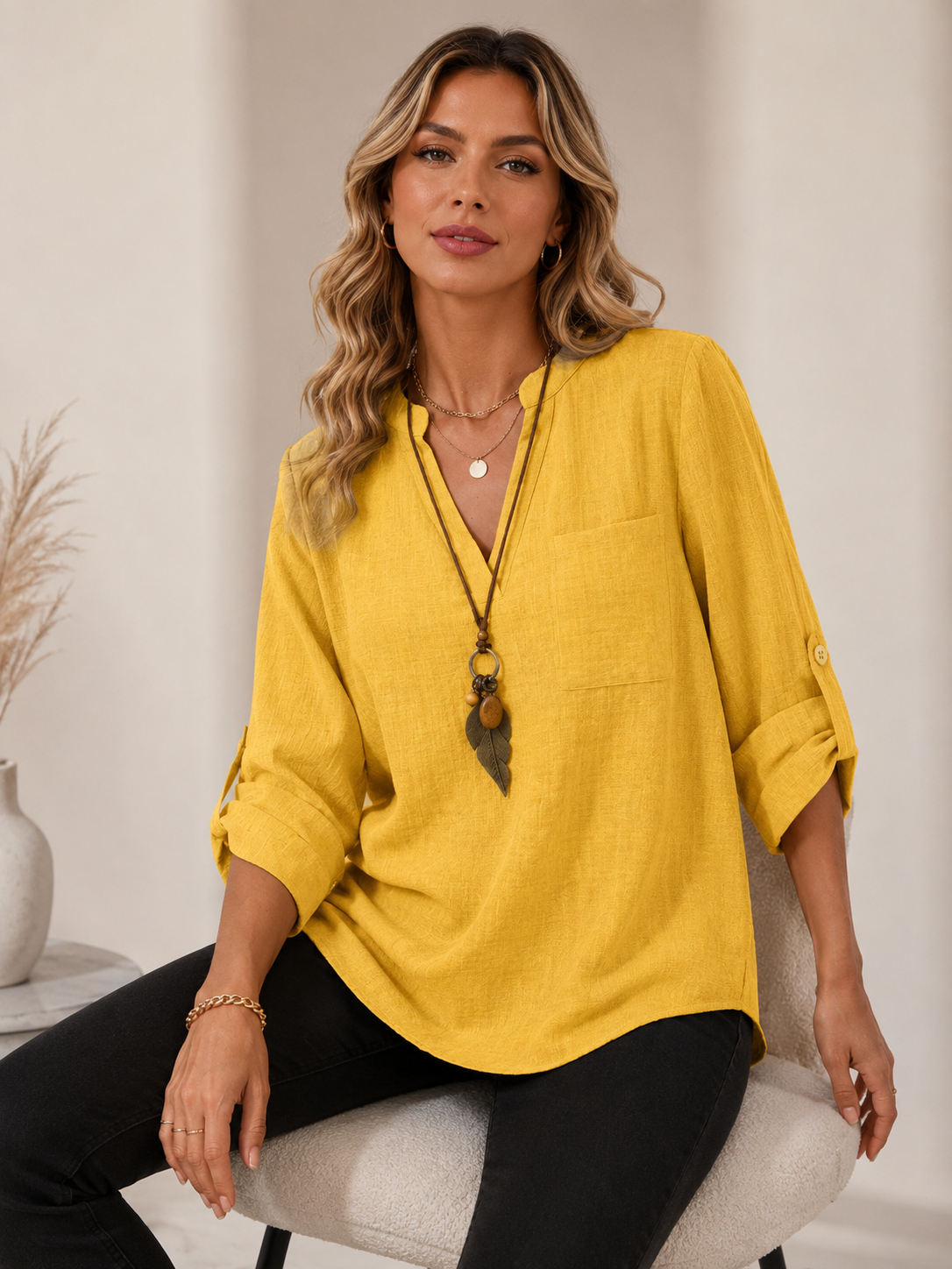 Navy Blue Elegant Blouse - Bella