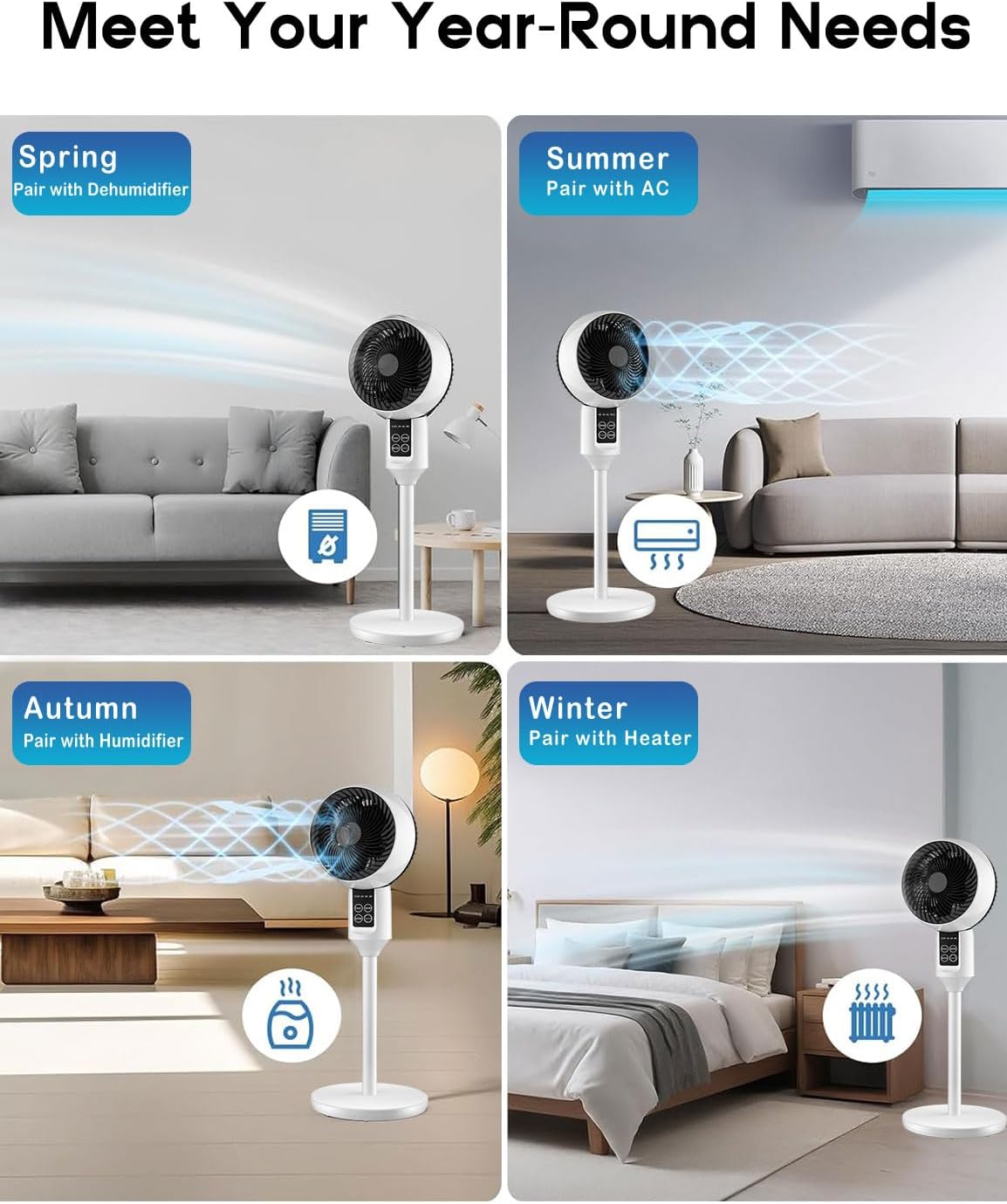 Veltrix | Höhenverstellbarer Standventilator mit Oszillation