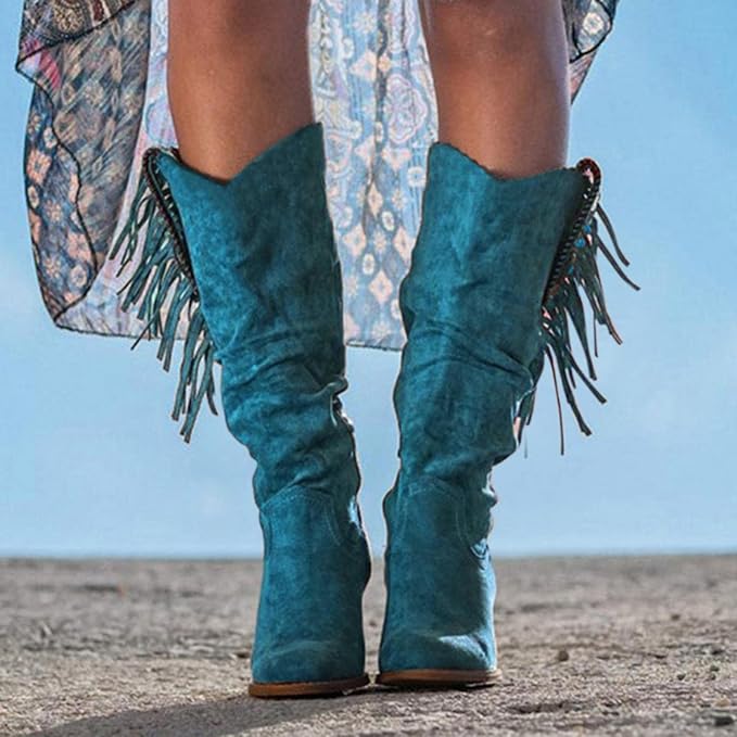 Silvia | Damen Western-Cowboy-Stiefel mit Fransen