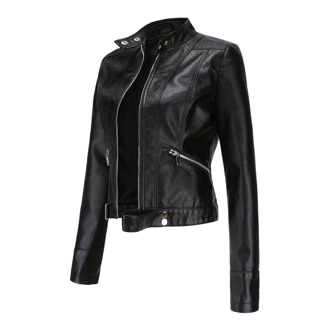 Theresa | Damen Lederjacke mit Stehkragen und Reißverschluss