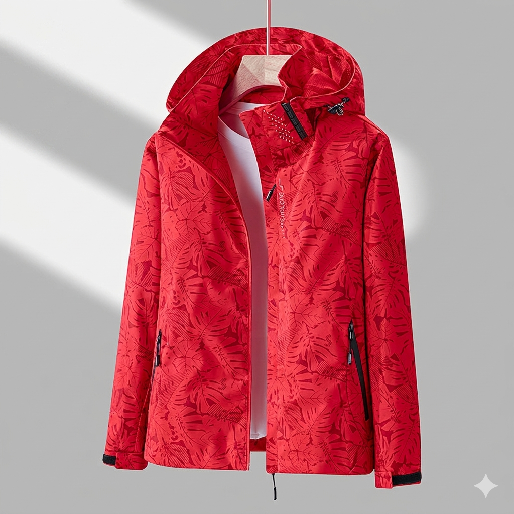 Greta | Damen Jacke mit Blattmuster und hohem Kragen
