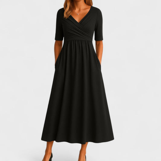 Lily | Midi-Kleid Damen mit V-Ausschnitt