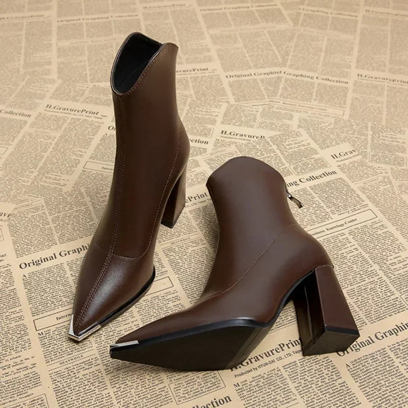 Rita | Damen Leder-Stiefeletten mit Blockabsatz
