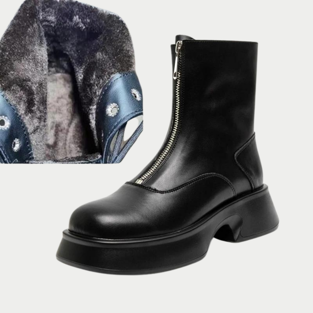 Marta | Damen Leder-Stiefeletten mit warmem Futter