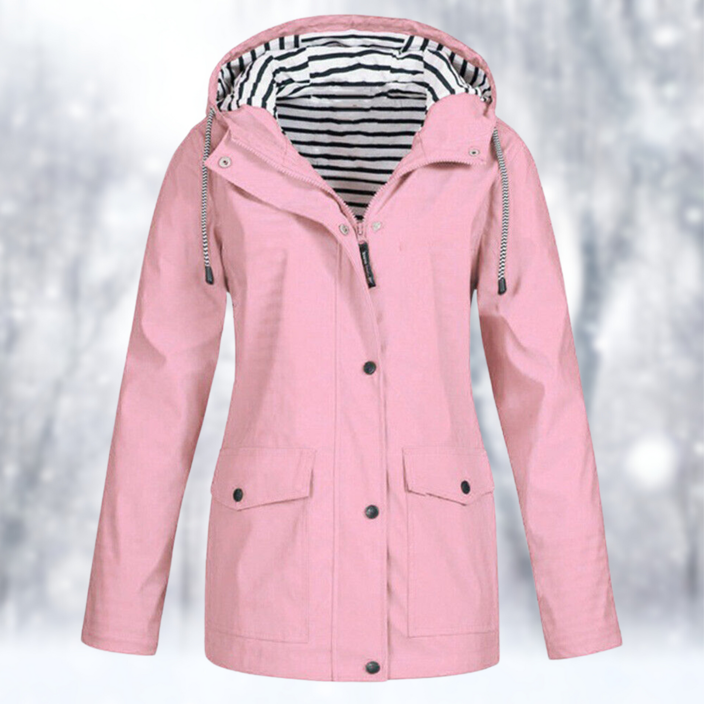 Ingrid | Regenjacke mit Kapuze und gestreiftem Futter