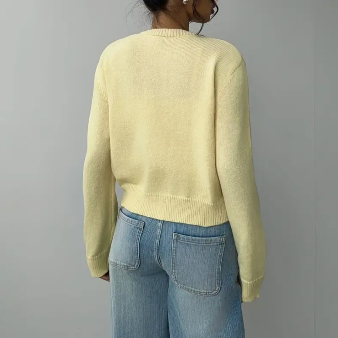 Elina | Short Cardigan with Button Placket and Round Neckline