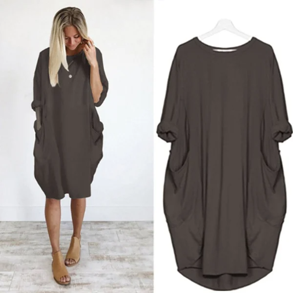 Gisla | Lässiges Damen Kleid mit Taschen und weiten Ärmeln