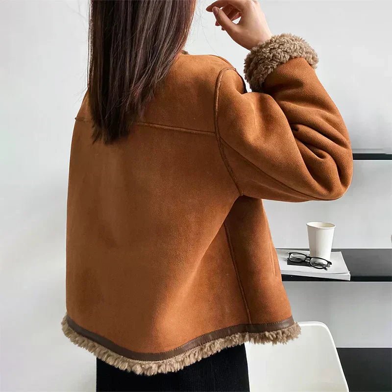 Marlene | Damen Jacke mit Sherpa-Futter und Knopfleiste
