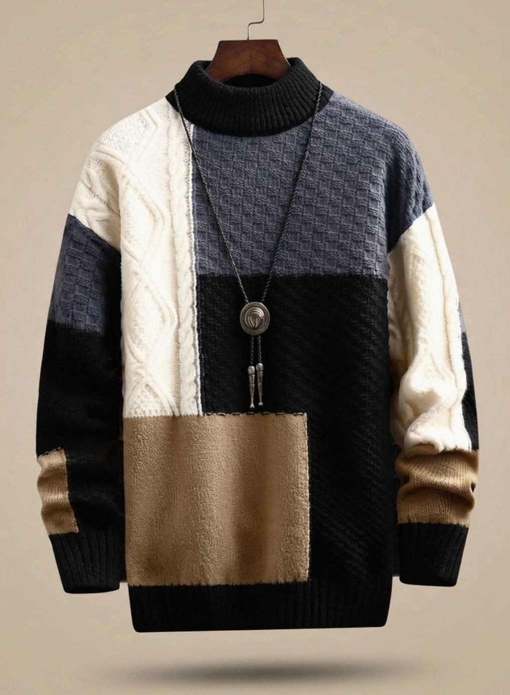 Kaspar | Herren Strickpullover im Colorblock-Design