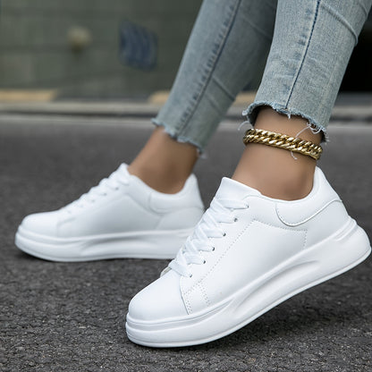 Carla | Damen weiße Ledersneaker mit Schnürung