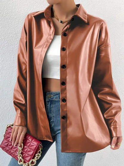 Julia | Giacca in pelle elegante con chiusura a bottoni
