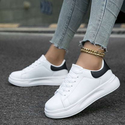 Carla | Damen weiße Ledersneaker mit Schnürung