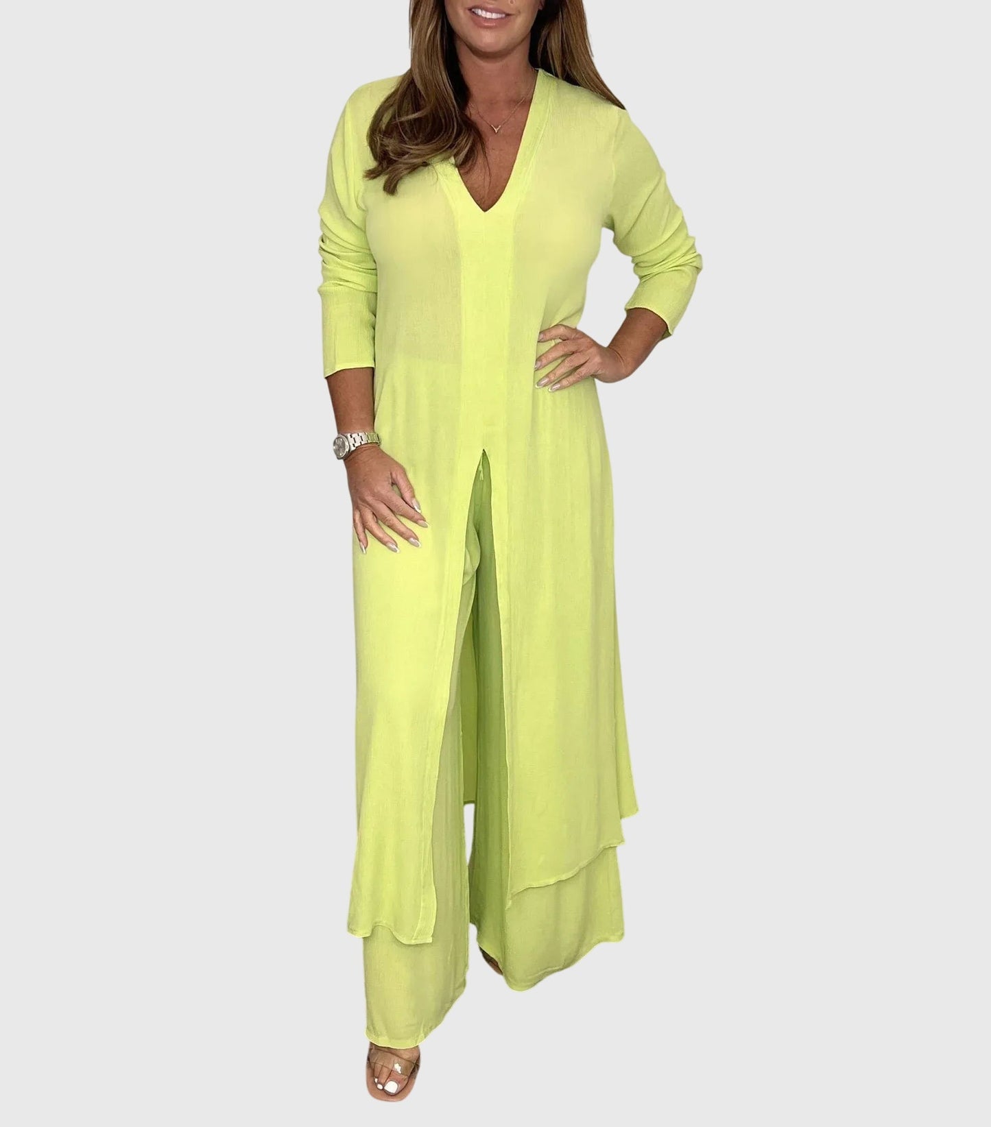 Melina | Two-piece set with long top and straight trousers