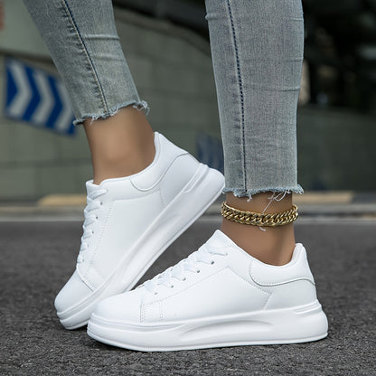 Carla | Damen weiße Ledersneaker mit Schnürung
