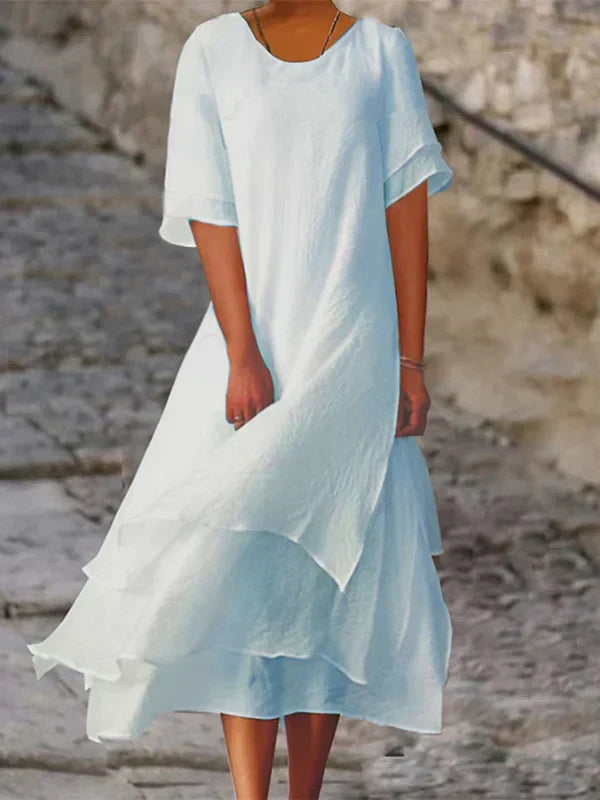 Sabrina | Maxikleid im Lagenlook mit Rundhalsausschnitt