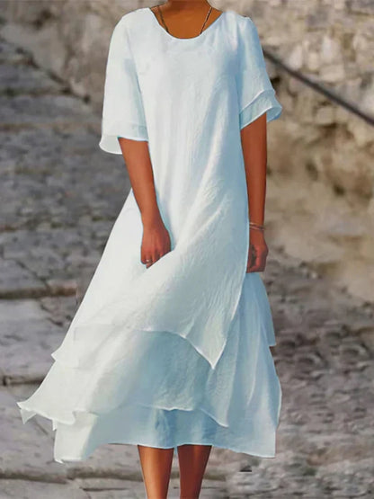 Sabrina | Maxikleid im Lagenlook mit Rundhalsausschnitt