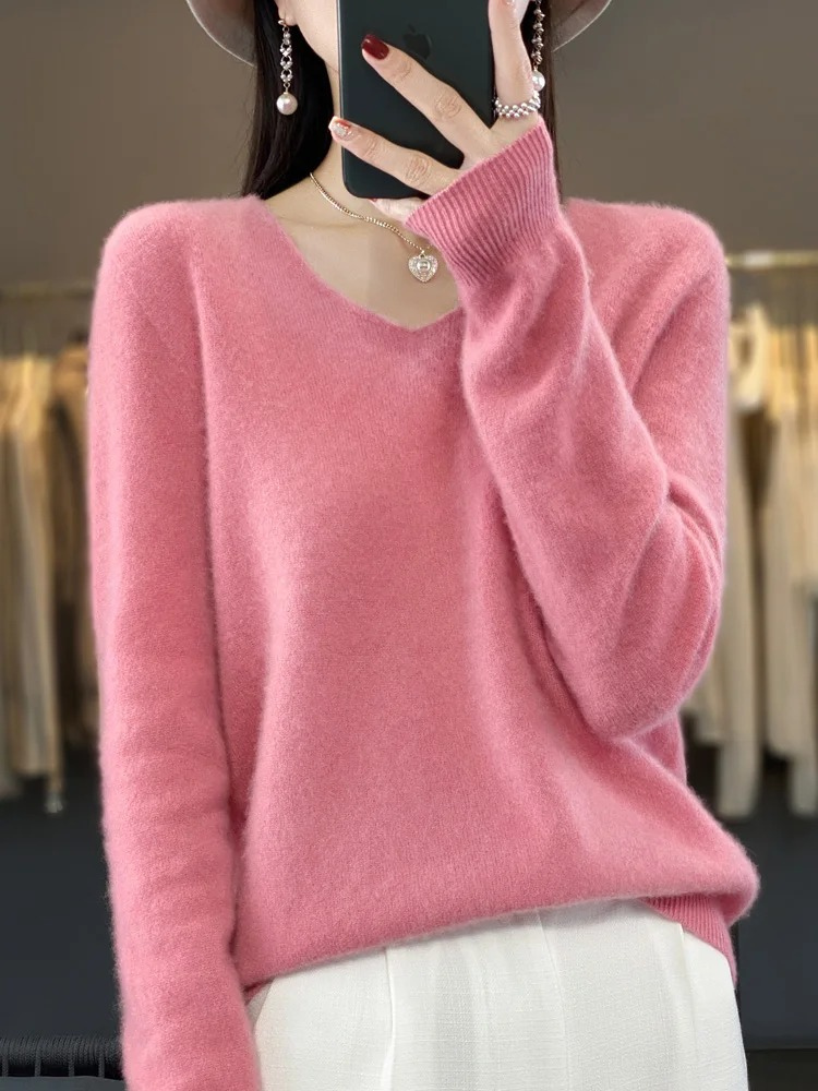Jamila | Damen Cashmere Pullover mit elegantem V-Ausschnitt