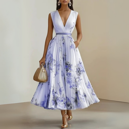 Jamira | Damen Maxikleid mit V Ausschnitt und fließendem Schnitt