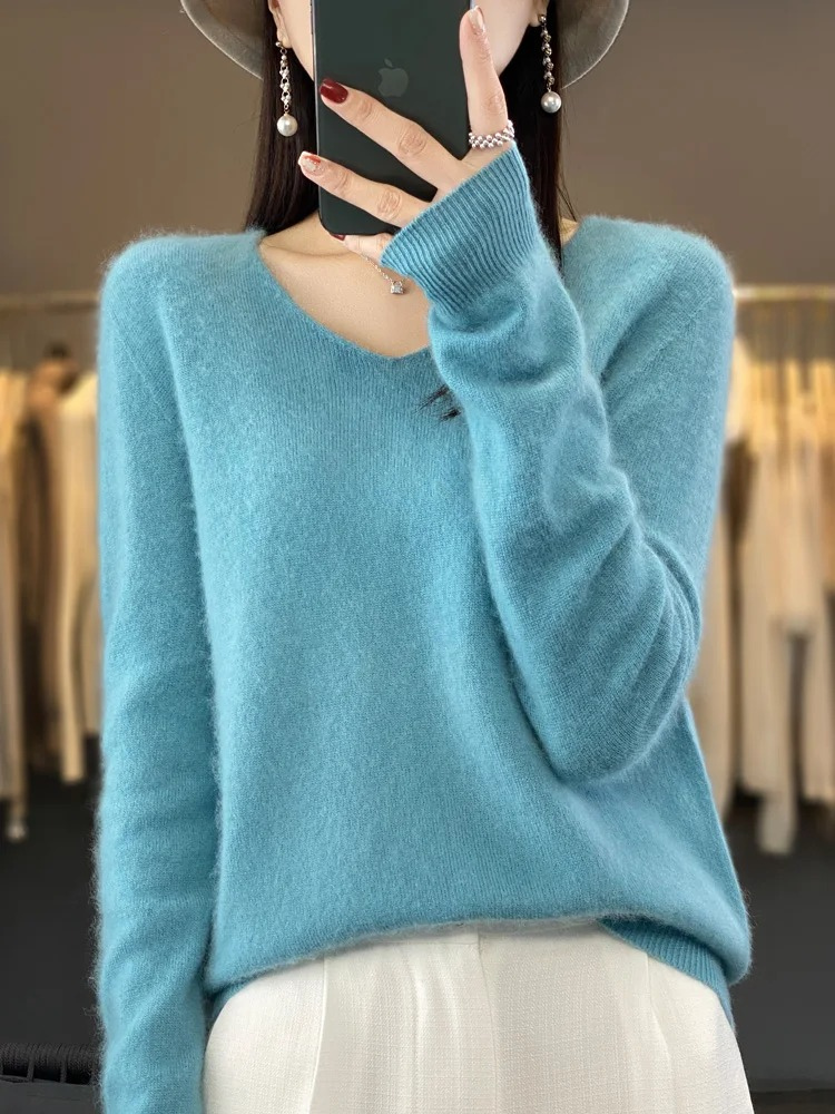 Jamila | Damen Cashmere Pullover mit elegantem V-Ausschnitt
