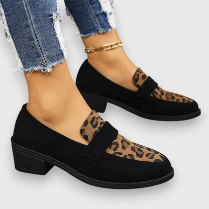 Brina | Damen comfortable Slip-On Loafer mit Leo Muster vorn