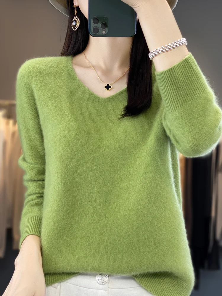 Jamila | Damen Cashmere Pullover mit elegantem V-Ausschnitt