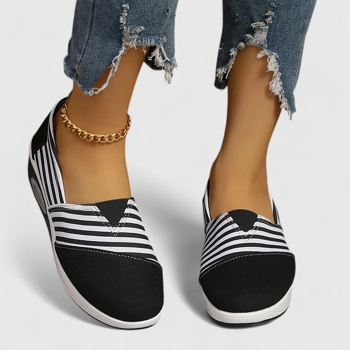 Jana | Damen orthopädische Slip-On Sneaker mit Streifen Muster