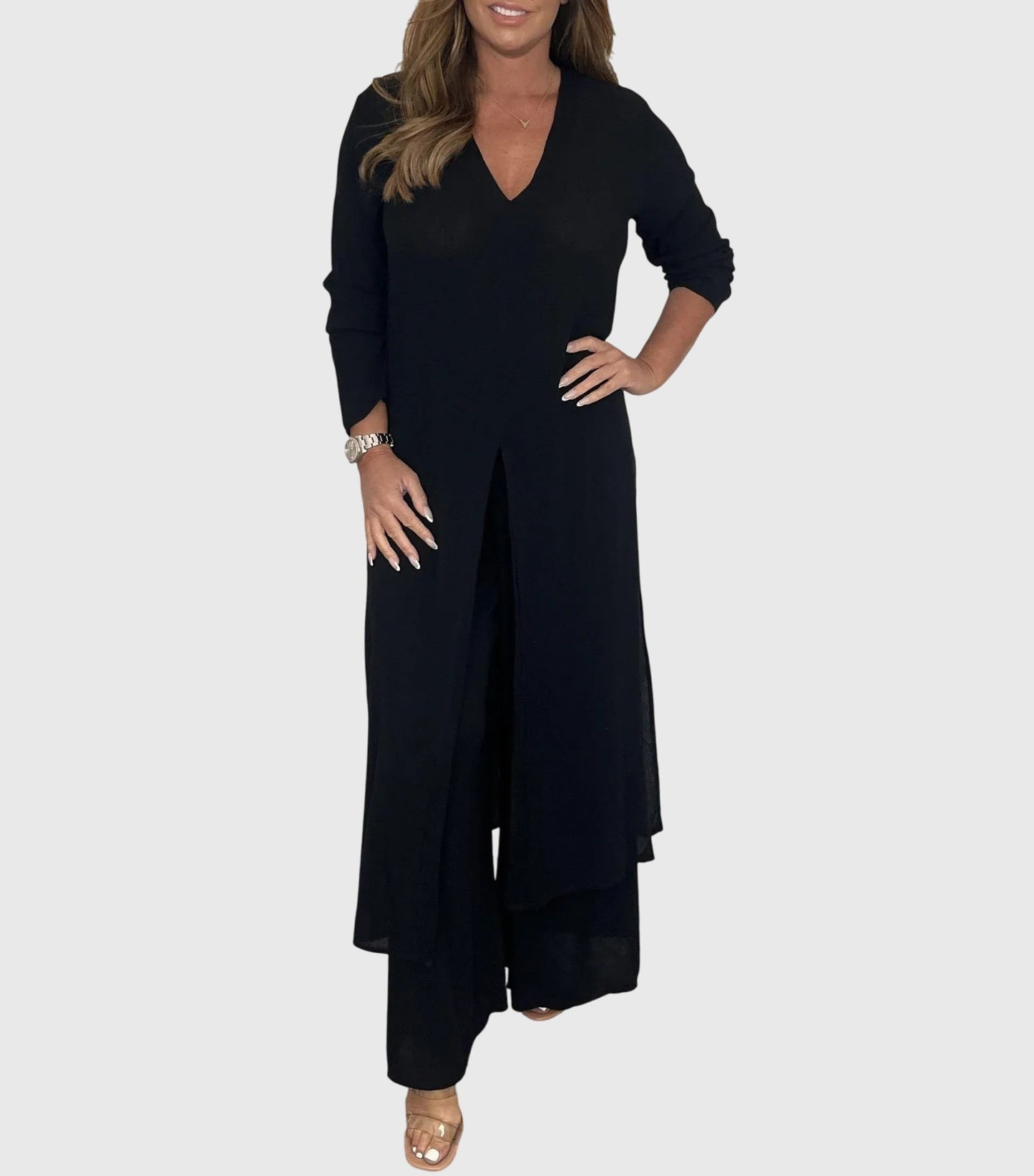 Melina | Two-piece set with long top and straight trousers
