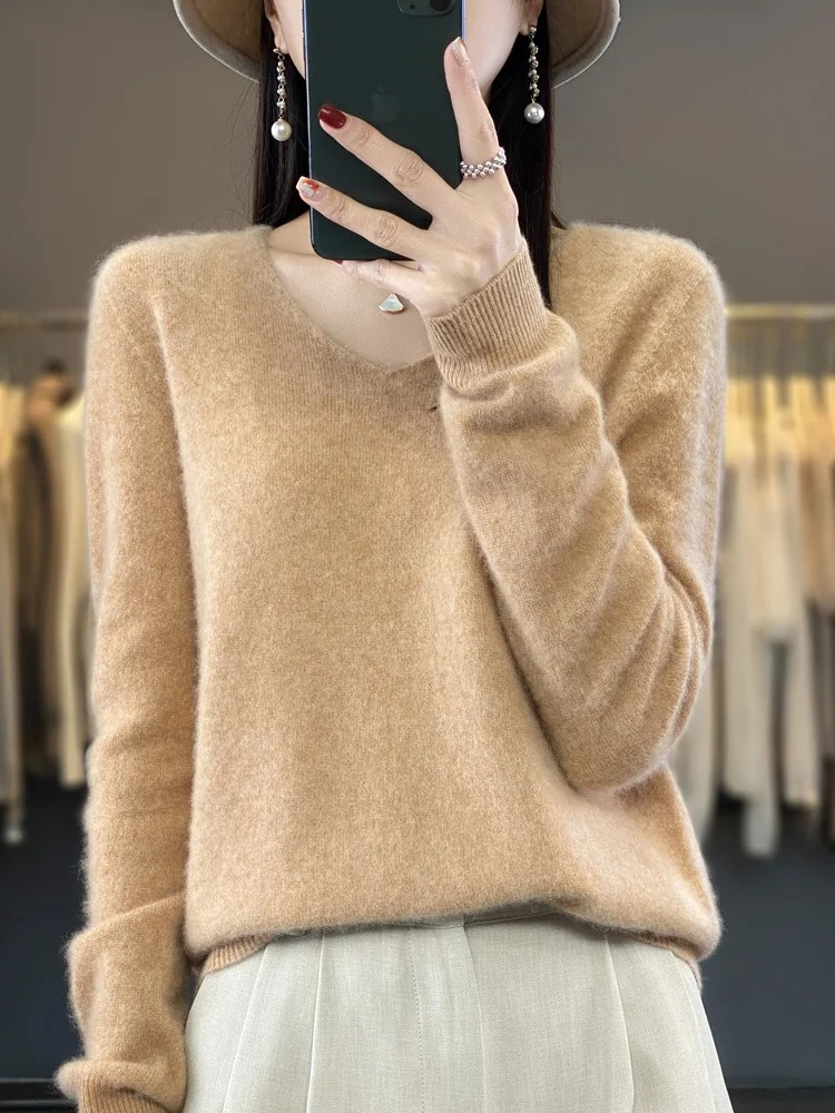 Jamila | Damen Cashmere Pullover mit elegantem V-Ausschnitt