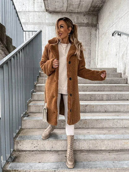 Anna | Plüsch-Trenchcoat in langer Passform