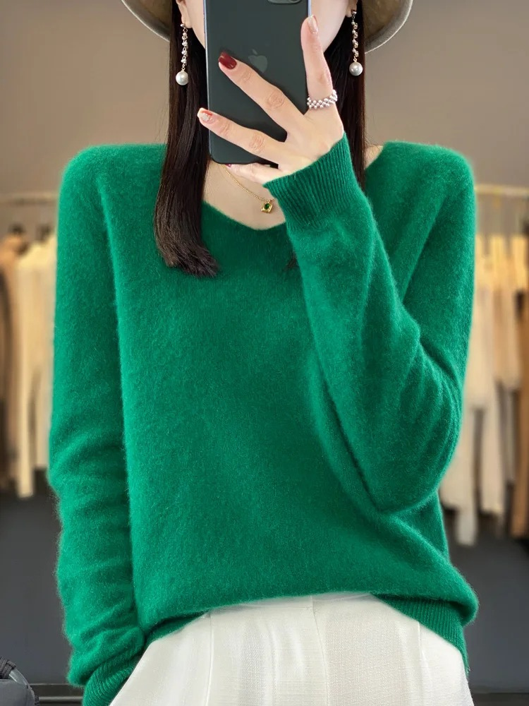 Jamila | Damen Cashmere Pullover mit elegantem V-Ausschnitt