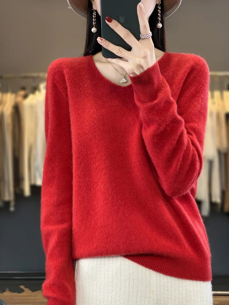 Jamila | Damen Cashmere Pullover mit elegantem V-Ausschnitt