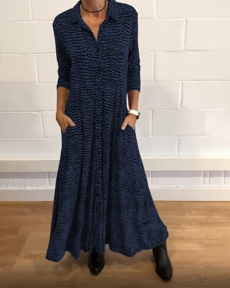 Zenvira | Elegantes Midikleid mit Taschen und Knopfleiste