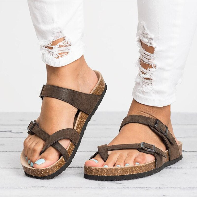 Romane | Orthopädische Sandalen mit Schnallenriemen und Korksohle