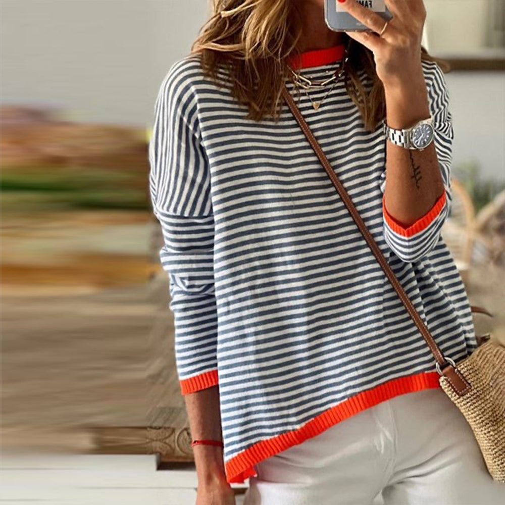Heidi | Top a righe in maglia con bordo a contrasto