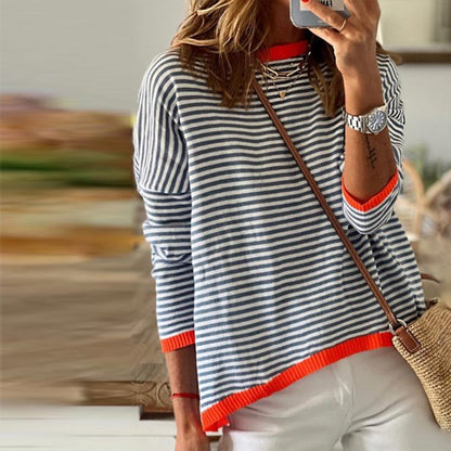 Heidi | Top a righe in maglia con bordo a contrasto