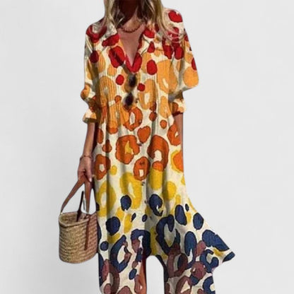 Theresa | Vestito midi da donna con motivo floreale e abbottonatura