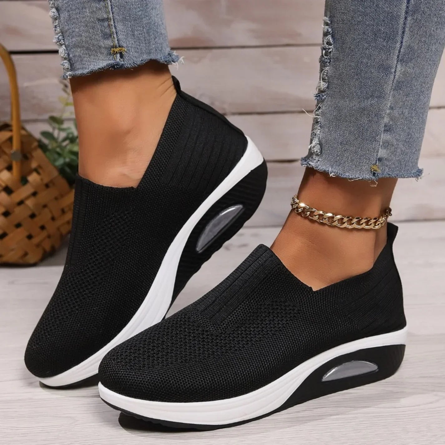Lotte | Orthopädische Slip-on Schuhe mit Strick und Sohle