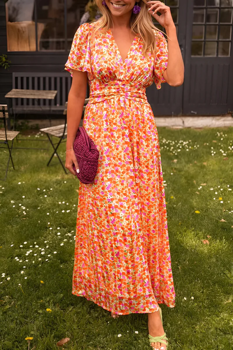 Yvonne | Damen Maxikleid mit floralem Print und taillierter Form