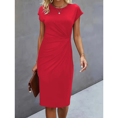 Jasmina |Figurbetontes Midikleid mit kurzen Ärmeln | Midi