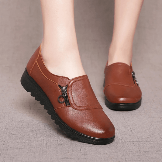 Brigitte | Orthopädische Halbschuhe mit Reißverschluss und dicker Sohle
