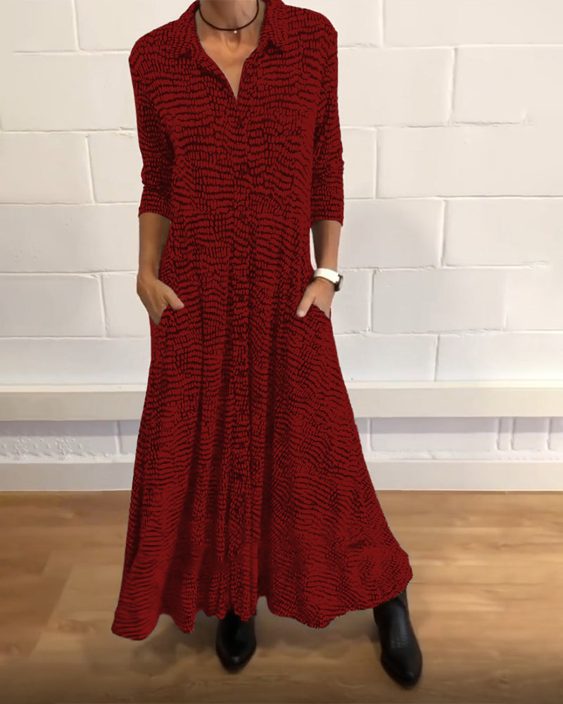 Zenvira | Elegantes Midikleid mit Taschen und Knopfleiste