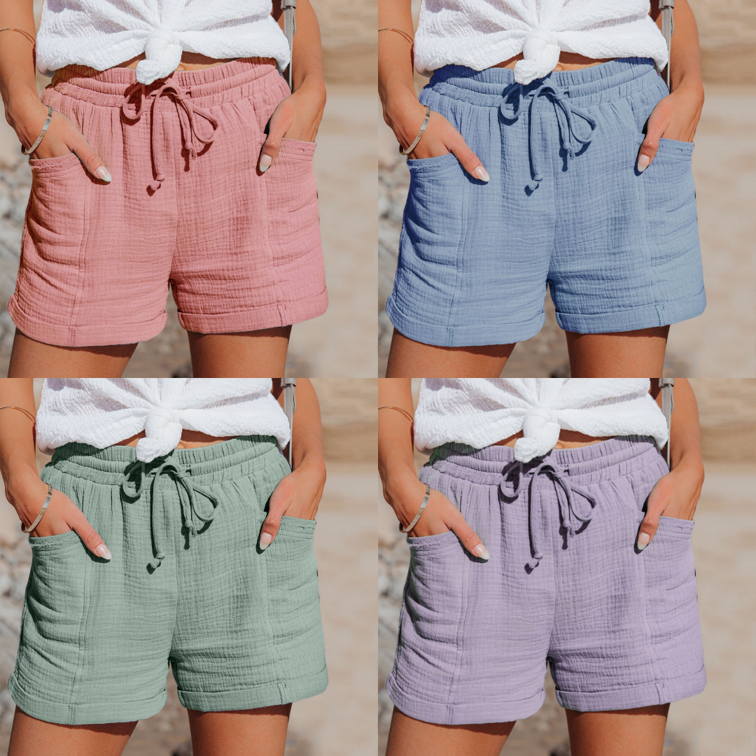 Liora | Baumwoll kurze Hose mit Kordelzug und Taschen