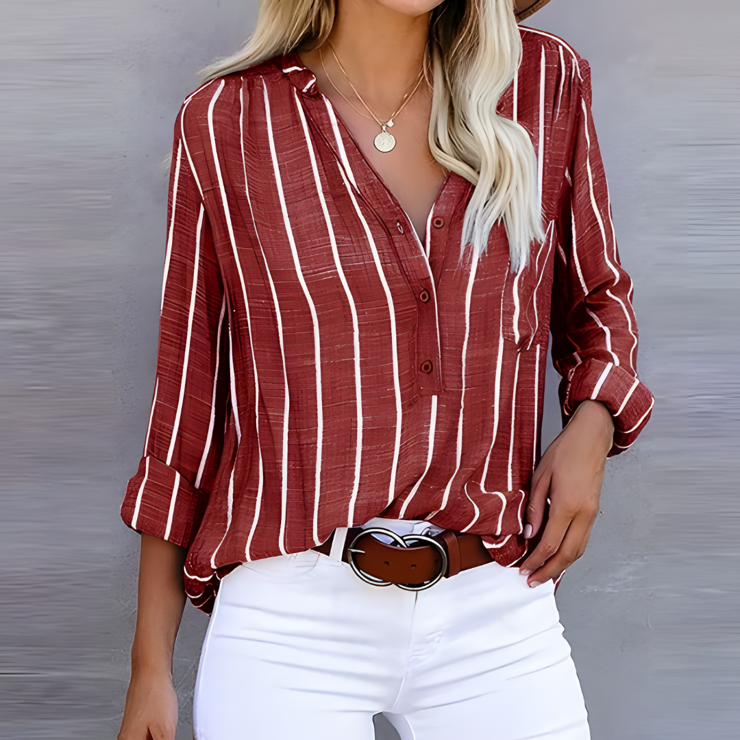 Delia | Fashionable women's blouse with long sleeves | Button placket