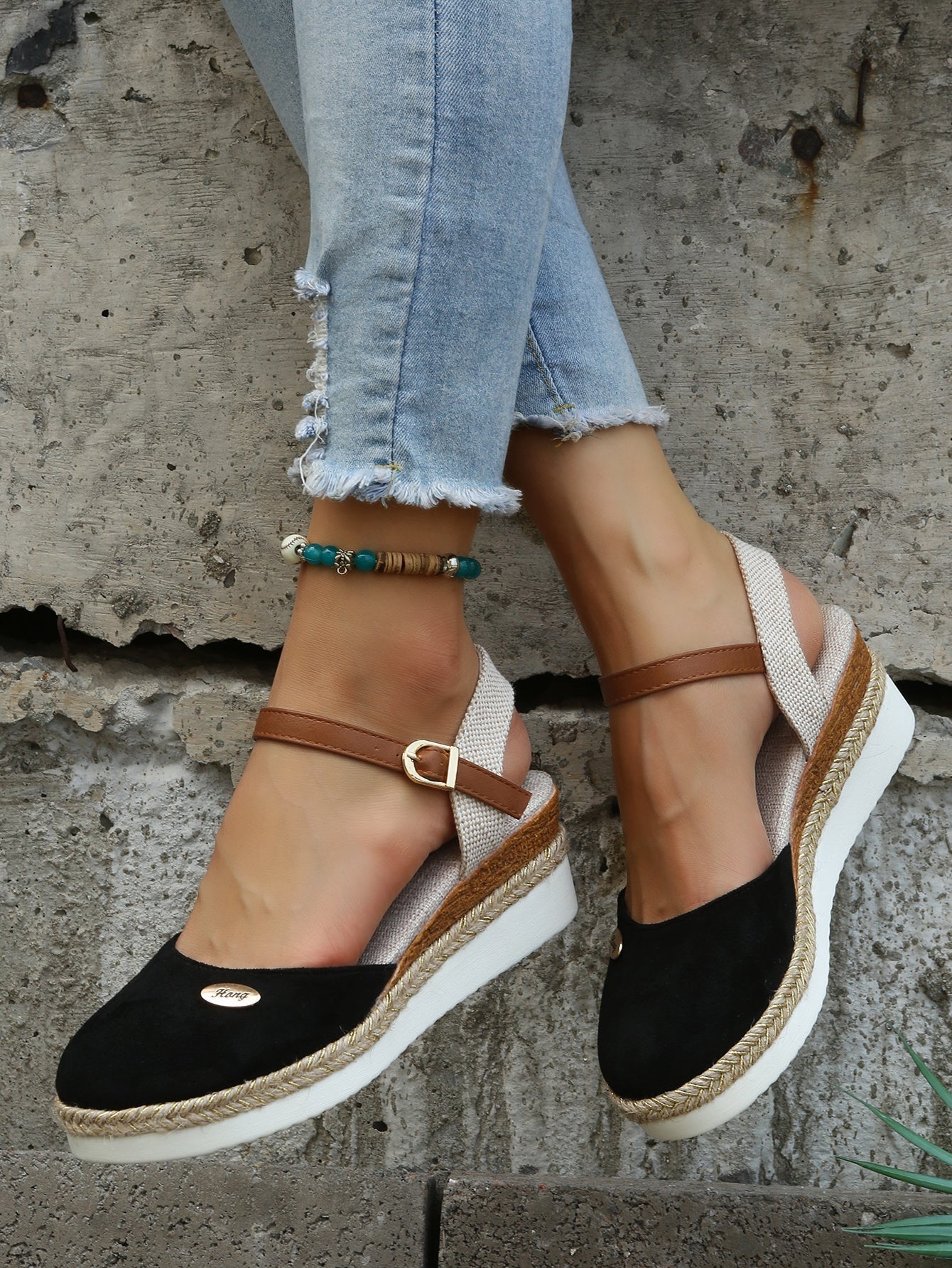 Naomi | Women's Espadrille Platform Sandals with Metallic Accent