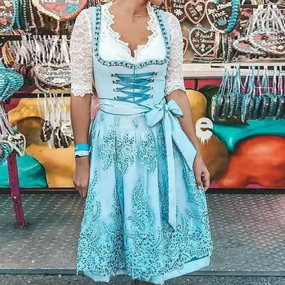 Annika | Damen Festdirndl mit Spitzenärmeln und dekorativem Rock