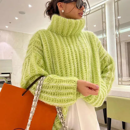 Flavia | Damen eleganter Oversize Rollkragenpullover in Grobstrick