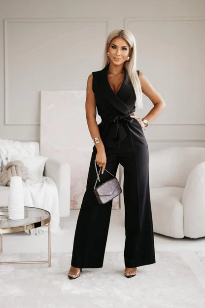 Fabienne | Elegant Jumpsuit with Wrap Look and Tie Belt
